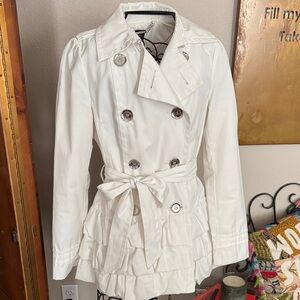 Express Women's White Double-Breasted Trench Coat